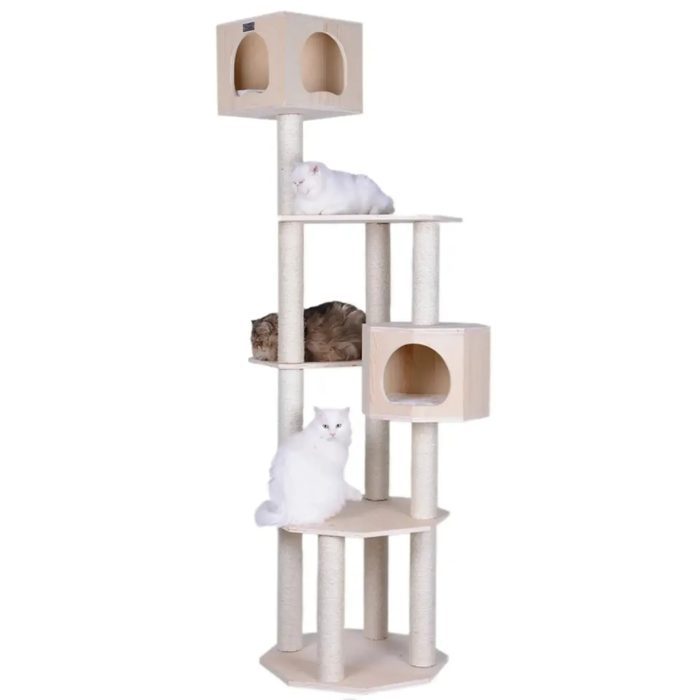 85 Inches Premium Scots Pine Real Wood Condo & Cat Tree - Image 6