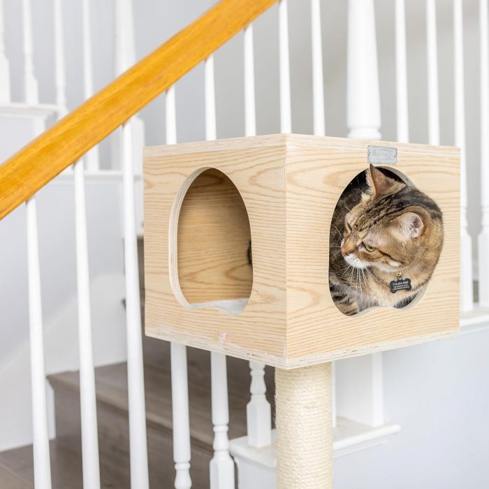 85 Inches Premium Scots Pine Real Wood Condo & Cat Tree - Image 2