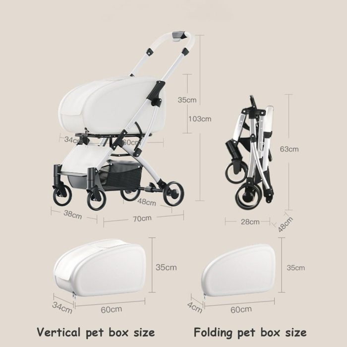 3 in 1 Folding Cat Stroller with Removable Carrier - Image 3