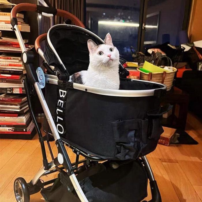 Foldable Travel Pet Stroller for Cats & Dogs with Detachable Carrier - Image 6