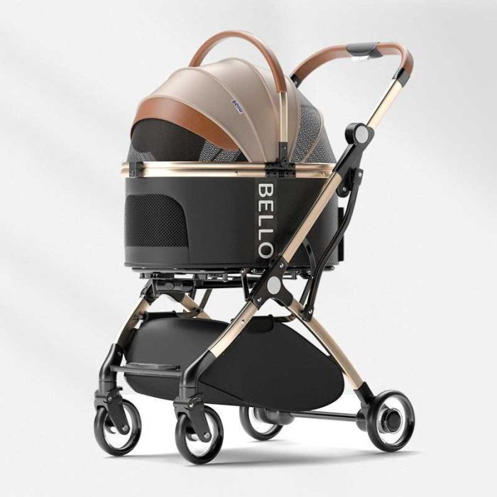 Foldable Travel Pet Stroller for Cats & Dogs with Detachable Carrier - Image 5