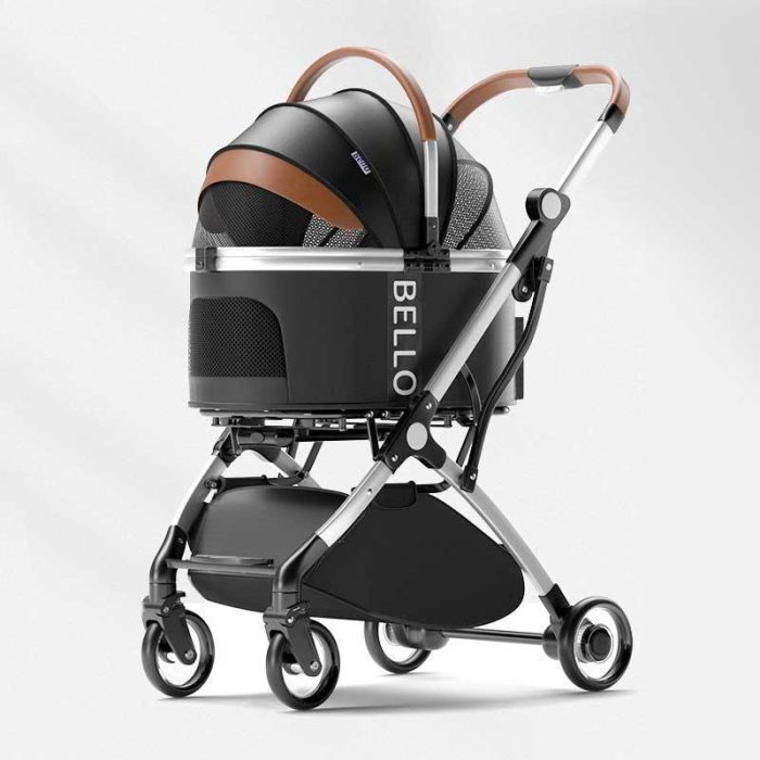 Foldable Travel Pet Stroller for Cats & Dogs with Detachable Carrier - Image 4