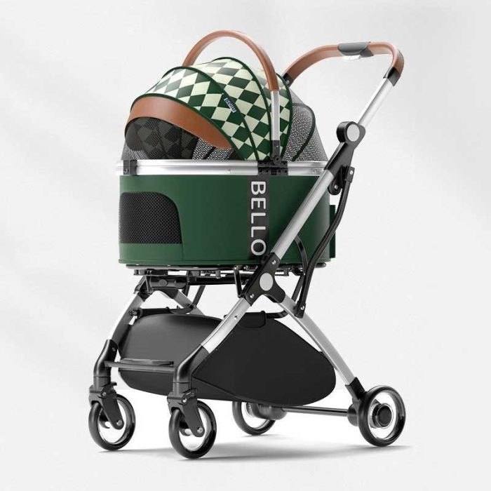 Foldable Travel Pet Stroller for Cats & Dogs with Detachable Carrier - Image 1