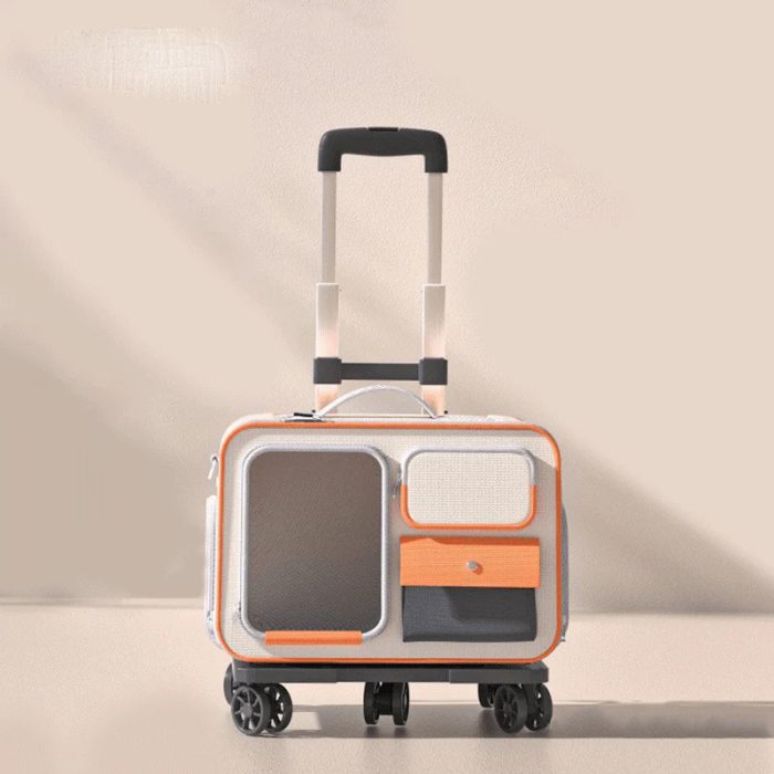 Rolling Pet Carrying Case Adjustable Pull Rod - Image 1
