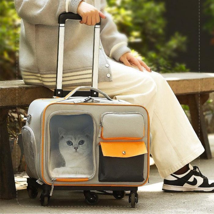 Rolling Pet Carrying Case Adjustable Pull Rod - Image 9