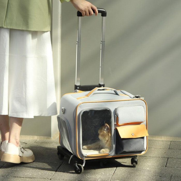 Rolling Pet Carrying Case Adjustable Pull Rod - Image 4