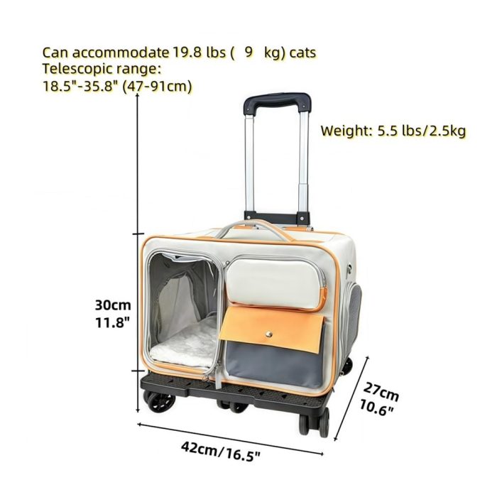 Rolling Pet Carrying Case Adjustable Pull Rod - Image 8