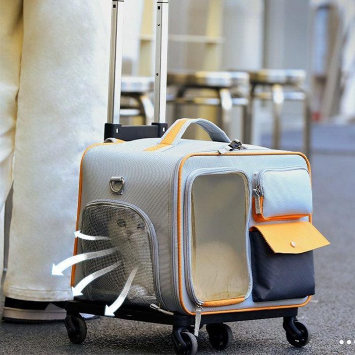 Rolling Pet Carrying Case Adjustable Pull Rod - Image 6